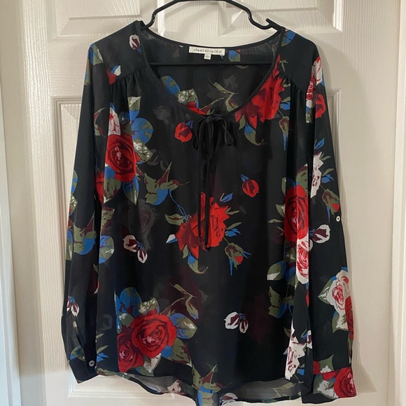 DANIEL RAINN Floral Blouse/See-Through Sz L. - Picture 5 of 11